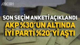 Son anketten çarpıcı sonuçlar: AKP yüzde 30'un altına düştü, İYİ Parti yüzde 20'yi aştı