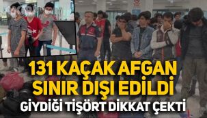 Türkiye'ye kaçak giren 131 Afgan sınır dışı edildi, birinin üzerindeki tişört dikkat çekti