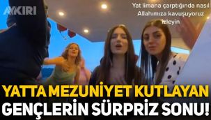 Mezuniyet kutlamasını Boğaz'da yapan gençlerin kiraladığı yat limana çarptı