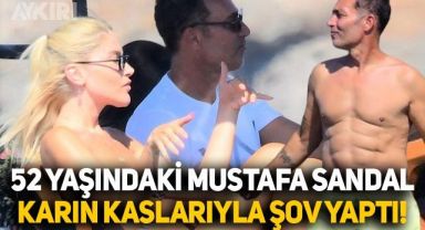 52 yaşındaki Mustafa Sandal karın kaslarıyla şov yaptı