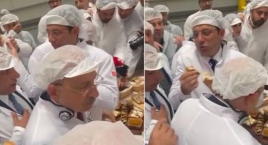 Ekrem İmamoğlu, halk ekmek fabrikasından çıkan ekmeği Kılıçdaroğlu ile bölüştü