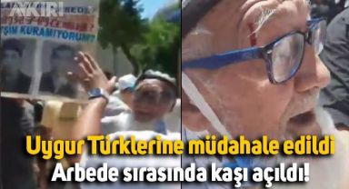 Erdoğan'a sesini duyurmak isteyen Uygur Türklerine müdahale edildi, arbede çıktı