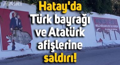 Hatay Dörtyol'da Türk bayrağı ve Atatürk afişlerine saldırı