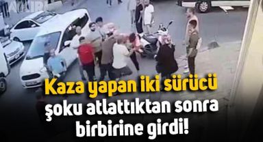 İstanbul'da kaza yapan sürücüler birbirine girdi