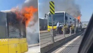 İstanbul Haliç Köprüsü'nde seyir halindeki metrobüste yangın çıktı