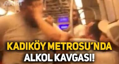 İstanbul Kadıköy Metrosu'nda 'alkol' kavgası: Yolcuların birbirine girdiği anlar kamerada
