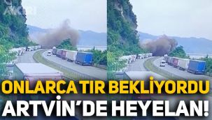 Onlarca tır bekliyordu: Artvin'de heyelan meydana geldi, ilk görüntüler ortaya çıktı: 1 kişi hayatını kaybetti