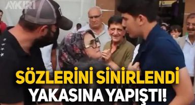 Sokak röportajında yaşlı kadın, sözlerine sinirlendiği gencin yakasına yapıştı