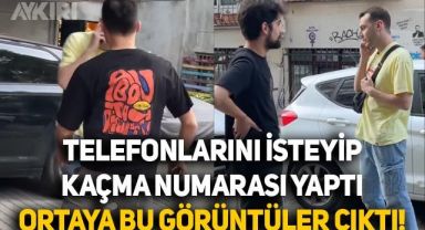 Sokakta vatandaşlardan telefonlarını isteyip kaçma numarası yaptı, ortaya güldüren görüntüler çıktı!