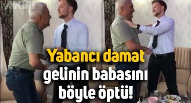 Yabancı damat, tokalaşmak isterken gelinin babasını böyle öptü