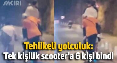 Antalya'da tehlikeli yolculuk: Tek kişilik scooter'a 6 kişi bindi