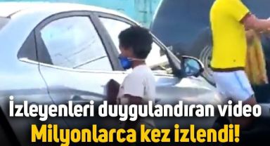 Arabalarını temizleyen çocuğa oyuncak hediye eden çocuk izleyenleri duygulandırdı