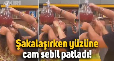Aslı Bekiroğlu şerbet içmeye çalıştı, cam sebil yüzüne patladı
