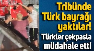 Başakşehir maçında Türk bayrağı yakan Belçikalı taraftara çekpasla müdahale edildi