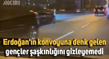 Cumhurbaşkanı Erdoğan'ın konvoyuna denk gelen gençler şaşkınlığını gizleyemedi