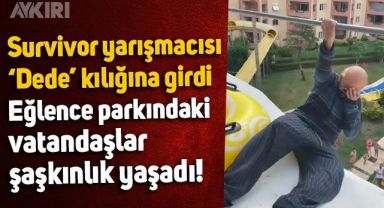 'Dede' kılığına giren Survivor yarışmacısı eğlence parkına gitti, vatandaşlar büyük şaşkınlık yaşadı