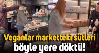İngiltere'de veganlar, marketteki sütleri böyle yere döktü