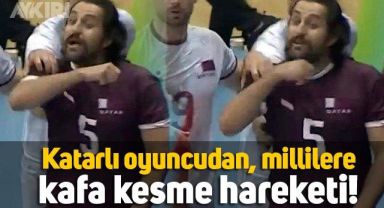 İslami Dayanışma Oyunları'nda Katar milli takımı oyuncusu Saad Sulaman, milli takım oyuncularımıza kafa kesme hareketi yaptı
