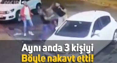 İstanbul'da aynı anda 3 kişiyi nakavt eden motokurye viral olma yolunda