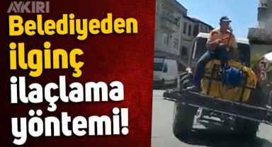 Samsun Vezirköprü'de belediyeden ilginç ilaçlama yöntemi: Hortumla sinek ilacı sıktı
