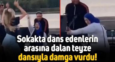 Sokakta eğlenen gençlerin arasında dalan teyze, dansıyla izleyenleri şaşırttı