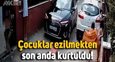 Sokakta oynayan çocuklar kıl payı kurtuldu: Trafik magandası çocukları ezecekti!
