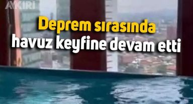 7.6 büyüklüğündeki deprem sırasında havuz keyfine böyle devam etti