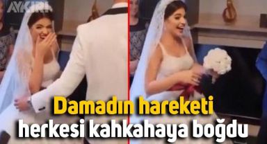 Damadın düğün evindeki hareketi izleyenleri kahkahaya boğdu