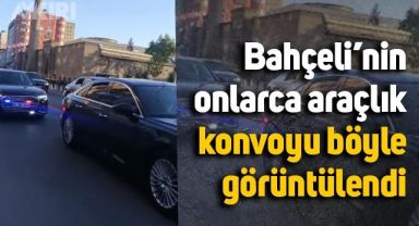 Devlet Bahçeli'nin Kayseri'deki onlarca araçlık konvoyu böyle görüntülendi