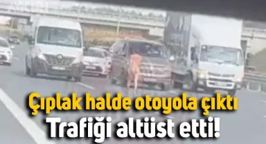 İstanbul'da çıplak halde otoyola çıkan kişi trafiği altüst etti