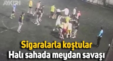 İstanbul'da halı sahada çıkan kavga meydan savaşına döndü, sigaralarla sahaya koştular