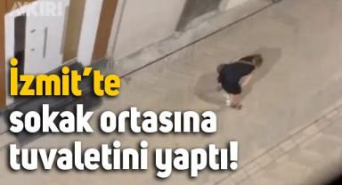 Kocaeli'de sokak ortasına tuvaletini yaptı, hiçbir şey yokmuş gibi yoluna devam etti