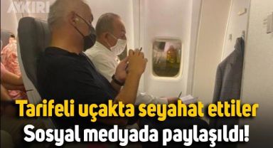 Mevlüt Çavuşoğlu ve Nuri Ersoy'un tarifeli uçakta seyahat ettiği anların fotoğrafı paylaşıldı
