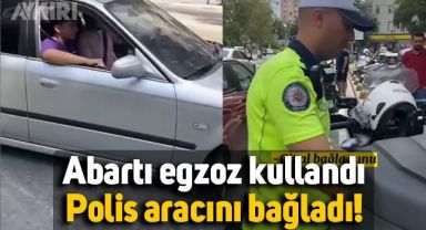 Polis uygulamasından abartı egzozla geçti, peşinden giden polis aracı bağladı