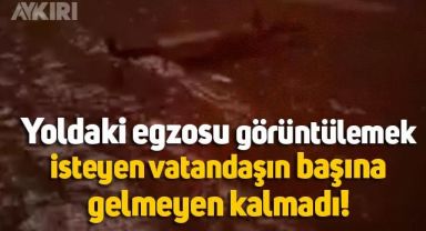 Rizeli vatandaşın yoldaki egzozu çekmek isterken başına gelenler izlenme rekoru kırdı