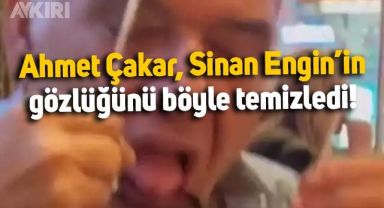 Ahmet Çakar, Sinan Engin'in gözlüğünü yalayarak temizledi