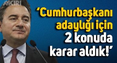 Ali Babacan'dan dikkat çeken sözler: Cumhurbaşkanı adaylığı için iki karar aldık