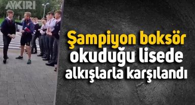 Altın madalya sahibi boksör, okuduğu lisede alkışlarla karşılandı