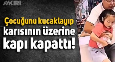 Çıkan yangında çocuğunu kurtarıp, karısının üzerine kapı kapatan adamın görüntüleri izleyenleri güldürdü
