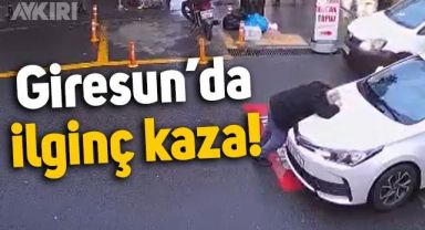 Giresun'da şaşkınlık yaratan olay: Yaya, arabaya çarptı