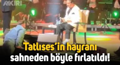 İbrahim Tatlıses'e sarılmak isteyen hayranı, sahneden böyle fırlatıldı