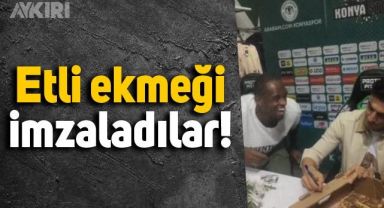 Konyasporlu Soner ve Ikpeazu etli ekmeği imzaladı