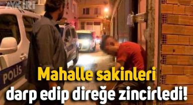 Mahalle sakinleri direğe zincirledi,