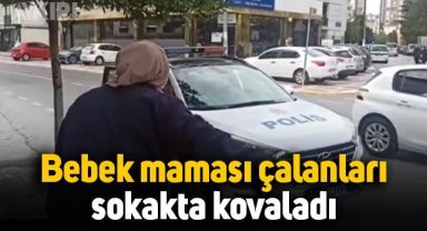 Market çalışanı, bebek maması çalanları sokakta kovaladı.