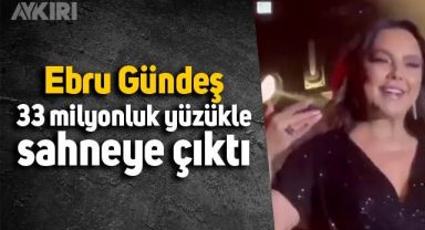Şarkıcı Ebru Gündeş'in parmağındaki tektaş yüzük dikkat çekti