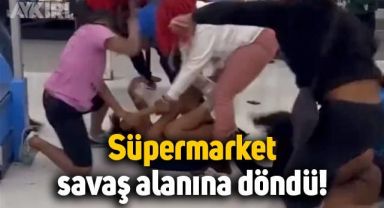 Süpermarket savaş alanına döndü, iki grup birbirine böyle girdi