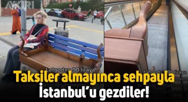 Taksiciler almadı, sehpayla İstanbul'u gezdiler: O anların videosu viral oldu