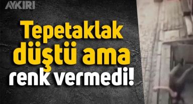 Tepetaklak düşüp hiçbir şey olmamış gibi davranan adam sosyal medyada gündem oldu