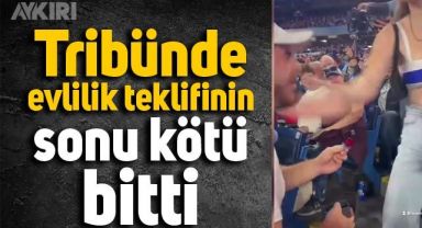 Tribünde evlilik teklif etti, binlerce kişinin önünde tokadı yedi