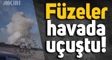 Ukrayna havalimanını vurdu, füzeler çıplak gözle görüldü